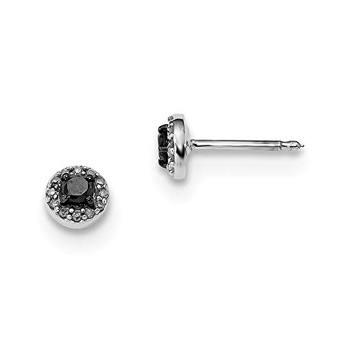 Ohrringe aus 925er-Sterlingsilber mit schwarzen und weißen Diamanten, Maße: 5 x 5 mm breit, Schmuck für Damen, One Size, Diamant Edelstein Metall, Diamant von JewelryWeb