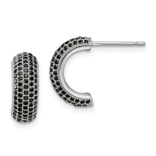 Ohrringe aus 925er-Sterlingsilber und schwarzem Zirkonia, künstlicher Diamant, Brillantglut, Maße: 15 x 9 mm breit, 5 mm T-Schmuck für Damen, One Size, Zirkonia Edelstein Metall, Zirkonia von JewelryWeb