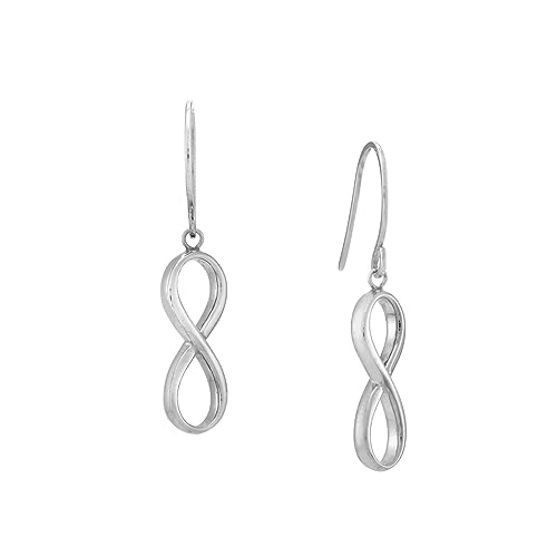 Ohrringe aus rhodiniertem 925er Sterlingsilber mit Unendlichkeits-Design, mit europäischem Draht, Schmuckgeschenke für Damen, Sterlingsilber, Sterling Silber von JewelryWeb