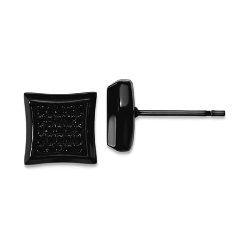 Ohrstecker, 9 mm, Edelstahl, poliert, schwarz, IP-beschichtet, 50 schwarze Zirkonia, simulierter Diamant, 9 x 9 mm breit, Schmuckgeschenk für Mutter, One Size, Zirkonia Edelstein Metall, Zirkonia von JewelryWeb