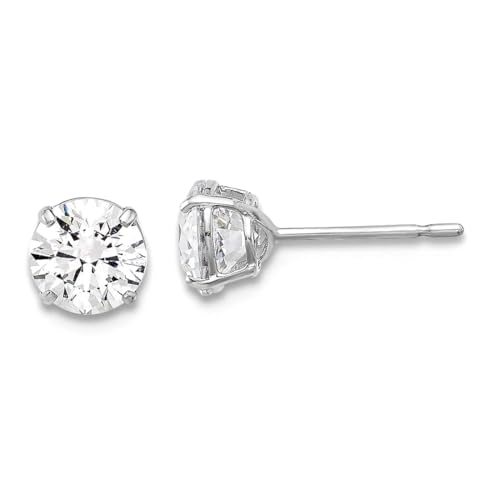 Ohrstecker aus 10 Karat massivem Weißgold, poliert, 5 mm, Zirkonia, simulierter Diamant, Ohrstecker für Damen von JewelryWeb