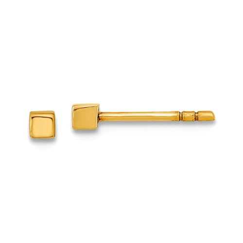 Ohrstecker aus 14 Karat Gold, poliert, würfelförmig, 2 x 2 mm breit von JewelryWeb