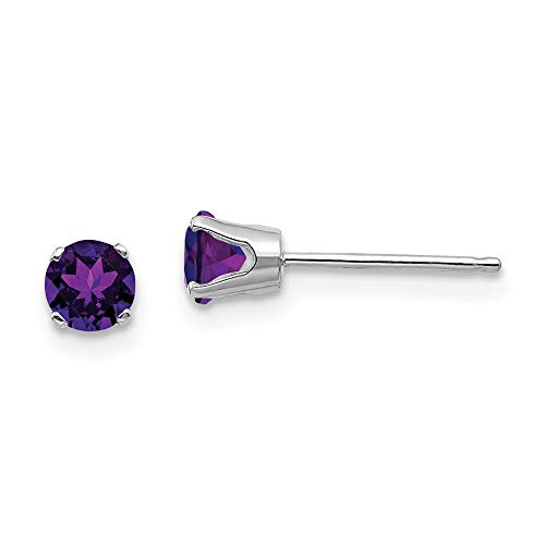 Ohrstecker aus 14-karätigem Weißgold, 4 mm, Amethyst, Maße: 4 x 4 mm breit, Schmuckgeschenke für Frauen, one-size, Edelstein Amethyst Edelstein Goldfarben, Amethyst von JewelryWeb