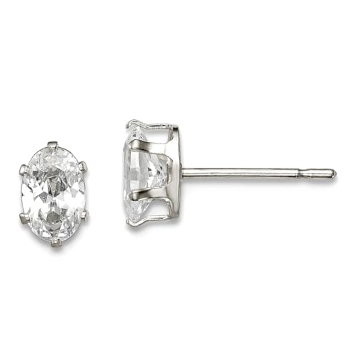 Ohrstecker aus 925er-Sterlingsilber, 15,2 x 10,2 cm, ovale Zirkonia, simulierte Diamant-Ohrstecker, Maße: 6 x 4 mm breit, Schmuck für Damen von JewelryWeb
