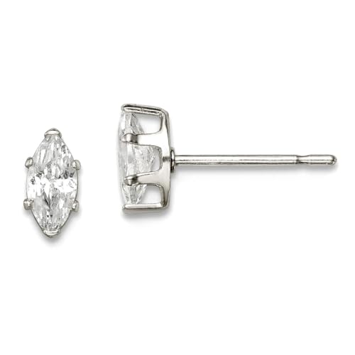 Ohrstecker aus 925er-Sterlingsilber, 15,2 x 7,6 cm, Marquise-Ohrstecker, Maße: 6 x 3 mm breit, Schmuck für Damen von JewelryWeb