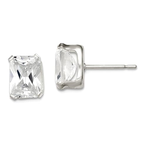 Ohrstecker aus 925er-Sterlingsilber, 20,3 x 15,2 cm, Smaragd-Ohrstecker, Maße: 8 x 6 mm breit, Schmuck für Damen von JewelryWeb