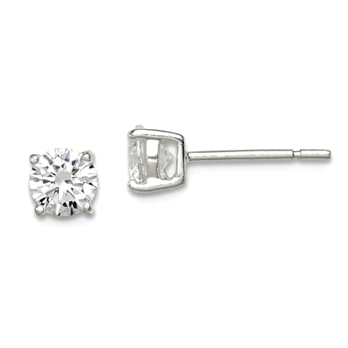 Ohrstecker aus 925er-Sterlingsilber, 5 mm, Zirkonia, künstlicher Diamant, 5 x 5 mm, breiter Stolz, für Damen von JewelryWeb