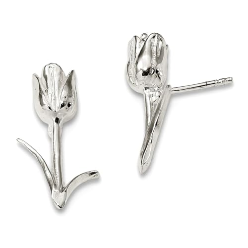 Ohrstecker aus 925er-Sterlingsilber, Rosenstecker, 19 x 11,23 mm breit, Ohrstecker für Damen von JewelryWeb