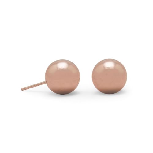 Ohrstecker aus 925er-Sterlingsilber, mit Rotgold, 10 mm, Kugel-Ohrstecker, Schmuck für Damen von JewelryWeb