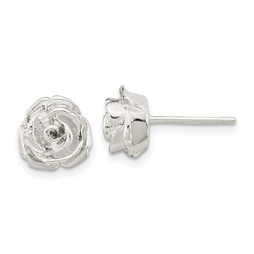 Ohrstecker aus 925er Sterlingsilber, poliert, 8,98 x 9,4 mm breit, Schmuckgeschenk für Mutter, One Size, Metall Silber Sterling Silber, Kein Edelstein von JewelryWeb