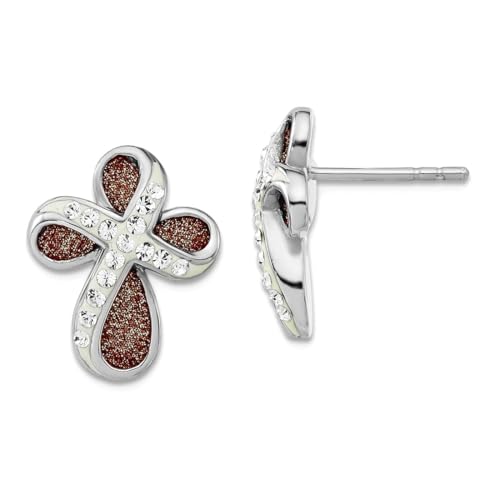 Ohrstecker aus 925er-Sterlingsilber, poliert, glitzernd, rosa, Laser-Glitzer, strukturiert, 16 x 14 mm breit, Ohrstecker für Damen von JewelryWeb