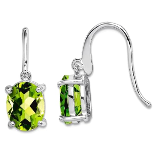 Ohrstecker aus 925er-Sterlingsilber, polierter Schäferhaken, Rhodium, Peridot Draht, 22 x 7 mm breit von JewelryWeb