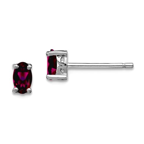 Ohrstecker aus 925er-Sterlingsilber, rhodiniert, 5 x 3 mm, oval, Rhodolit-Granat, 5 x 3 mm breit von JewelryWeb