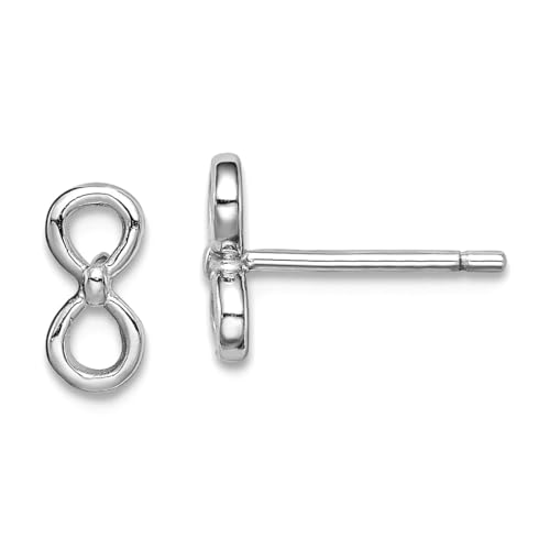 Ohrstecker aus 925er-Sterlingsilber, rhodiniert, Unendlichkeitssymbolen, 8,1 x 4 mm breit von JewelryWeb