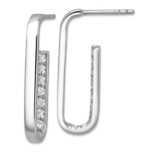 Ohrstecker aus 925er-Sterlingsilber, rhodiniert, Zirkonia, künstlicher Diamant, poliert, rechteckig, 25,7 x 8,7 mm breit, 2,6 mm dick, Schmuckgeschenk für Mutter, One Size, Zirkonia Edelstein Metall von JewelryWeb