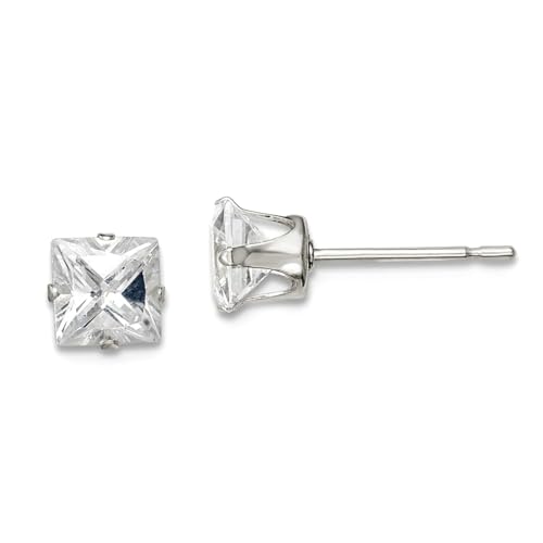 Ohrstecker aus 925er-Sterlingsilber, strahlender Schnitt, 5 mm, quadratischer Zirkonia, künstlicher Diamant, 4 Krappen, Maße: 5 x 5 mm breit, Schmuck für Damen Ohrstecker aus 925er-Sterlingsilber, strahlender Schnitt, 5 mm, quadratischer Zirkonia, künstlicher Diamant, 4 Krappen, Maße: 5 x 5 mm breit, Schmuck für Damen von JewelryWeb