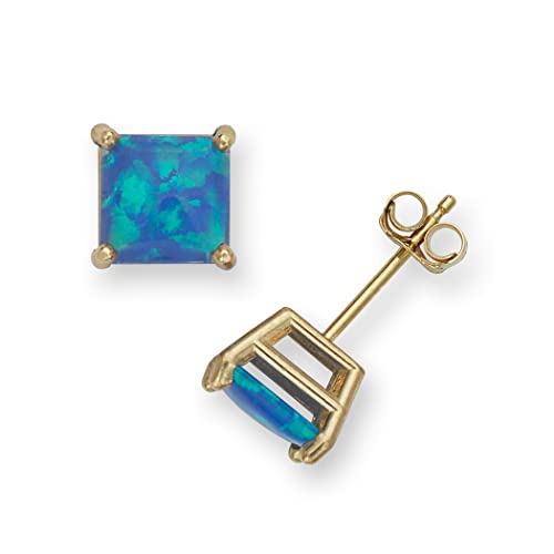 Ohrstecker aus massivem 14-karätigem Zirkonia, Gelbgold, künstlicher Opal, 3 Farben, Geschenk (dunkelblau), Ohrstecker für Damen von JewelryWeb