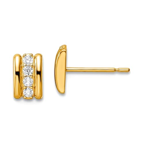 Ohrstecker für Damen, 14 Karat Gold, Zirkonia, 6,75 x 4,5 mm breit von JewelryWeb