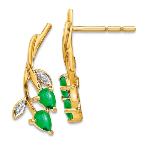 Ohrstecker mit 14-karätigem Diamant und Birne, Smaragd, Blumenmuster, 7 mm, 19 x 7 mm breit, Schmuckgeschenk für Mutter, One Size, Diamant Edelstein Metall, Diamant Smaragd Ohrstecker mit 14-karätigem Diamant und Birne, Smaragd, Blumenmuster, 7 mm, 19 x 7 mm breit, Schmuckgeschenk für Mutter, One Size, Diamant Edelstein Metall, Diamant Smaragd von JewelryWeb