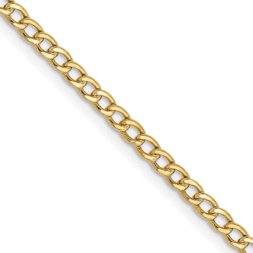 Panzerkette aus 14 Karat Gold, 2,5 mm, halbstarr, Schmuck, Geschenke für Frauen, 41 cm, Gelbgold von JewelryWeb