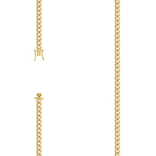 Panzerkette aus 925er-Sterlingsilber, hohl, bequem, gelb, 4,1 mm, 20 cm, Gliederarmband für Damen und Herren von JewelryWeb