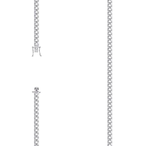 Panzerkette aus 925er-Sterlingsilber, hohl, komfortabel, Rhodium, 4,1 mm, 56 cm, für Damen und Herren von JewelryWeb
