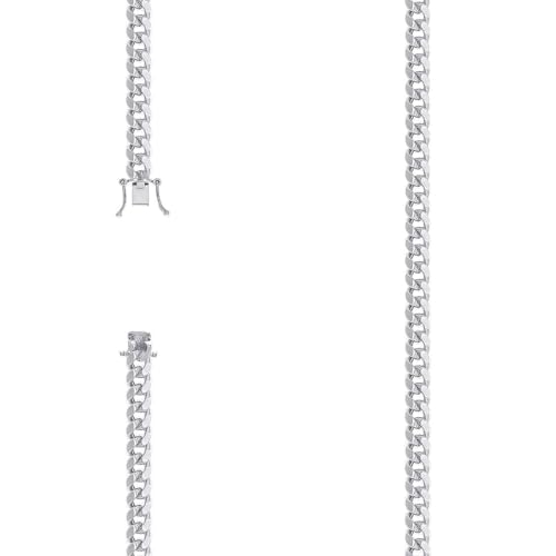 Panzerkette aus 925er Sterlingsilber, hohl, komfortabel, Rhodium, 5,2 mm, 66 cm, Halskette für Damen und Herren von JewelryWeb