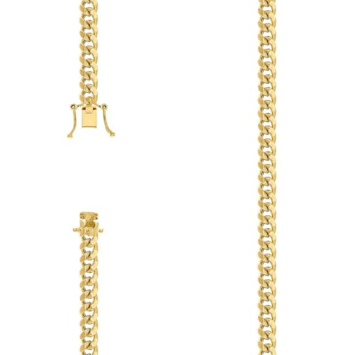 Panzerkette aus 925er-Sterlingsilber, hohle Komfort-Panzerkette, gelb, 6,3 mm, 20 cm, Gliederarmband für Damen und Herren von JewelryWeb