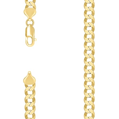 Panzerkette aus 925er-Sterlingsilber, massiv, superflach, bequem, gelb, 7,4 mm, 61 cm, für Damen und Herren von JewelryWeb