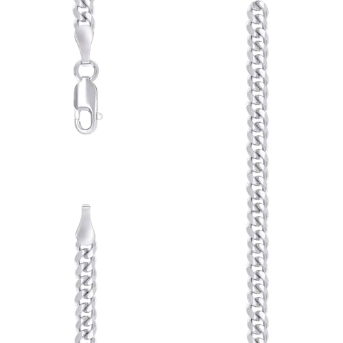 Panzerkette aus 925er-Sterlingsilber, massives Rhodium, 3,5 mm, 18 cm, Gliederarmband für Damen und Herren von JewelryWeb