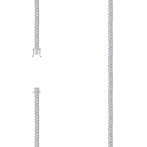 Panzerkette aus 925er-Sterlingsilber, massives Rhodium, 4,1 mm, 20 cm, Gliederarmband für Damen und Herren von JewelryWeb