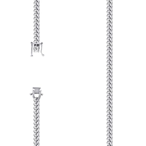 Panzerkette aus 925er-Sterlingsilber, massives Rhodium, 4,9 mm, 18 cm, Gliederarmband für Damen und Herren von JewelryWeb