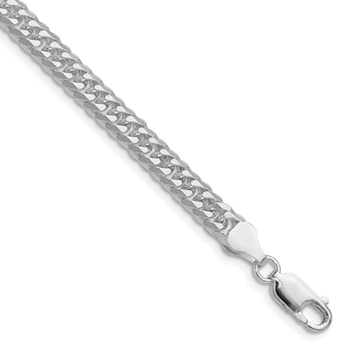 Panzerkettenarmband aus 925er Sterlingsilber, rhodiniert, 5,7 mm, doppelt funkelnd, für Damen und Herren, 20 centimeters, Metall Silber Metall Rhodium Silberfarben, Kein Edelstein von JewelryWeb