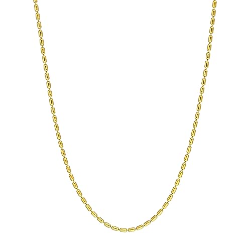 Perlenkette, 14 Karat Gelbgold, 1,5 mm lang, Birnen-Karabinerverschluss, Schmuck, Geschenke für Damen, Längenoptionen: 41, 46, 51, Gelbgold von JewelryWeb