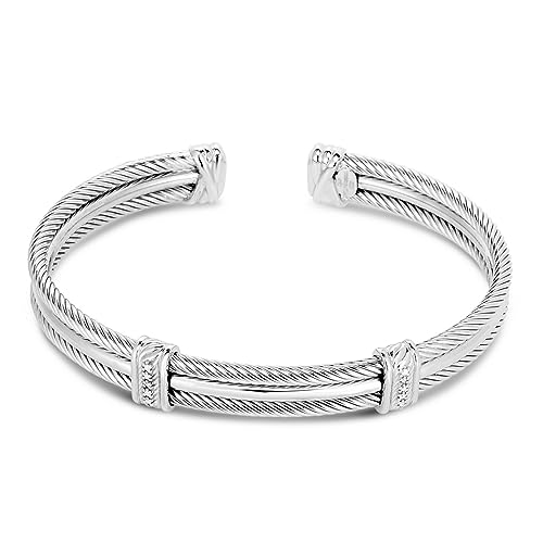 Polierte italienische Kabelmanschette, stapelbar, Armband, Schmuck, Geschenke für Frauen, Edelstein, Diamant von JewelryWeb