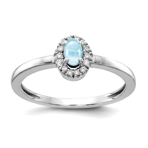 Ring 14 Karat Weißgold Diamant und Cabachon Aquamarin Größe 7 – Schmuckgeschenk für Mutter von JewelryWeb