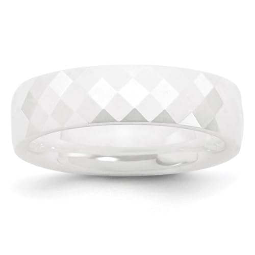 Ring Keramik weiß 6 mm facettiert poliert Ringgröße P 1/2 Schmuck Geschenke für Frauen von JewelryWeb