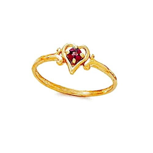 Ring aus 14 Karat Gelbgold, 3 mm, rund, Rhodolit, Herz, US-Größe 7,0, Schmuck für Damen von JewelryWeb