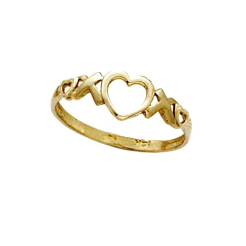 Ring aus 14 Karat Gelbgold, X- und Herzausschnitt, US-Größe 7,0, Schmuck für Damen von JewelryWeb