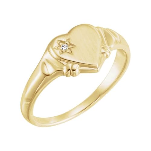 Ring aus 14 Karat Gelbgold, poliert, für Jungen oder Mädchen, Liebesherz, mit Durchmesser, US-Größe 3, One Size, Metall Gelbgold Goldfarben Metall: Gelbgold, Kein Edelstein von JewelryWeb