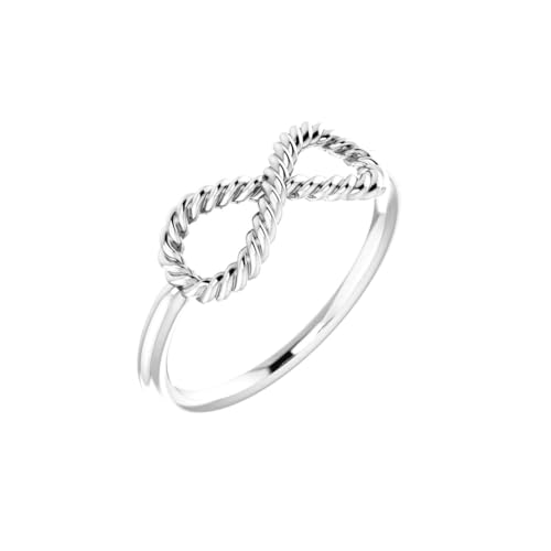 Ring aus 14 Karat Weißgold, poliert, Infinity-Stil, Seilring, Größe 6,5, Bandstil-Ring für Damen von JewelryWeb