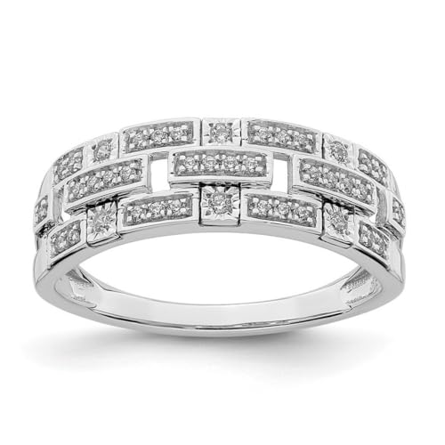 Ring aus 14 Karat Weißgold, poliert, ausgefallener Diamant, Größe 7,00, Bandstil-Ring für Damen von JewelryWeb