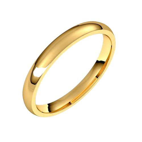Ring aus 14-karätigem Gelbgold, 2,5 mm, poliert, leicht, bequeme Passform, Ringgröße 5-Band-Stil für Damen und Herren von JewelryWeb
