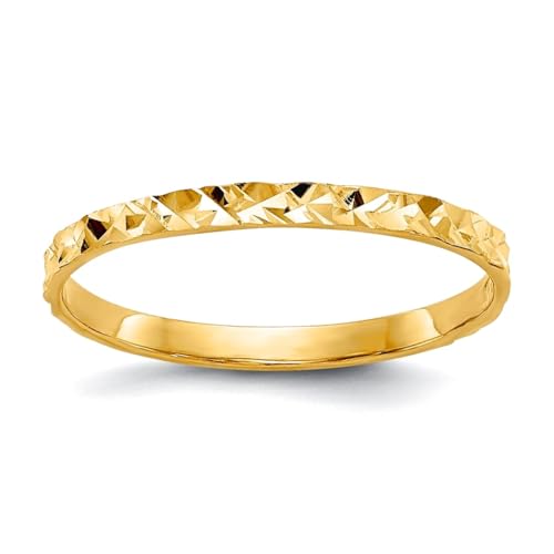 Ring aus 14-karätigem Gelbgold, massiv, poliert, mit funkelndem Schliff, für Jungen oder Mädchen, US-Größe 3,00 von JewelryWeb