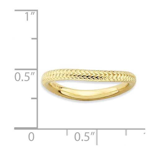 Ring aus 925er-Sterlingsilber, gemustert, stapelbar, poliert, vergoldet, 2,25 mm, US-Größe 8, Schmuck für Damen Ring aus 925er-Sterlingsilber, gemustert, stapelbar, poliert, vergoldet, 2,25 mm, US-Größe 8, Schmuck für Damen von JewelryWeb