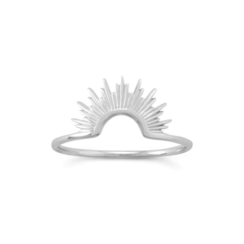 Ring aus 925er-Sterlingsilber, glänzendes Silber, Sonnenschliff, aufwendiges Sonnendesign, 1,2 mm breit, US-Größe 8, Schmuck für Damen, One Size, Metall Silber Sterling Silber, Kein Edelstein von JewelryWeb