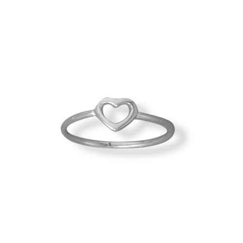 Ring aus 925er-Sterlingsilber, poliert, offen, Herz, 1,3 mm, 6,4 mm x 7,1 mm, US-Größe 3, One Size, Metall Silber Sterling Silber, Kein Edelstein von JewelryWeb