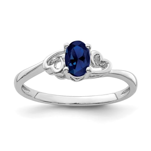 Ring aus 925er Sterlingsilber, poliert, offene Rückseite, künstlicher Saphir, Schmuck für Damen, Ringgrößenoptionen: J bis T, Sterling Silber, Saphir von JewelryWeb