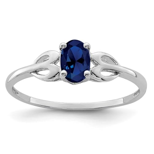 Ring aus 925er-Sterlingsilber, poliert, offene Rückseite, künstlicher Saphirring, 2 mm breit, Schmuck für Damen, Ringgrößenoptionen: J bis T, Sterling Silber, Saphir von JewelryWeb