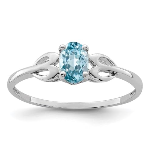 Ring aus 925er-Sterlingsilber, poliert, offene Rückseite, leichter Schweizer Blautopas, 2 mm breit, Schmuck für Damen, Ringgrößenoptionen: J bis T, Sterling Silber, Blauer Topas von JewelryWeb